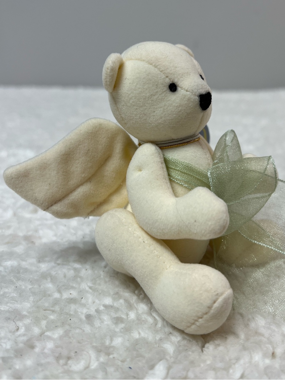 North American Bear Jointed "Angel Babies" Plush Bear w/Lt. Green Organza Bow